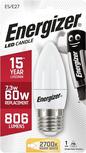 Energizer Led Candle ES/E27 Warm White 60w = 7.3w